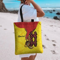 Personalised Papua New Guinea Oro Necklace Tote Bag Gold Melanesia Traditional Pattern