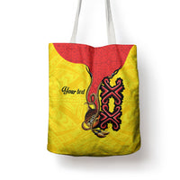 Personalised Papua New Guinea Oro Necklace Tote Bag Gold Melanesia Traditional Pattern