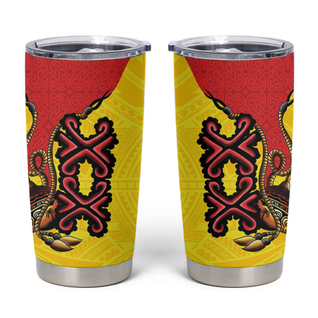 Personalised Papua New Guinea Oro Necklace Tumbler Cup Gold Melanesia Traditional Pattern
