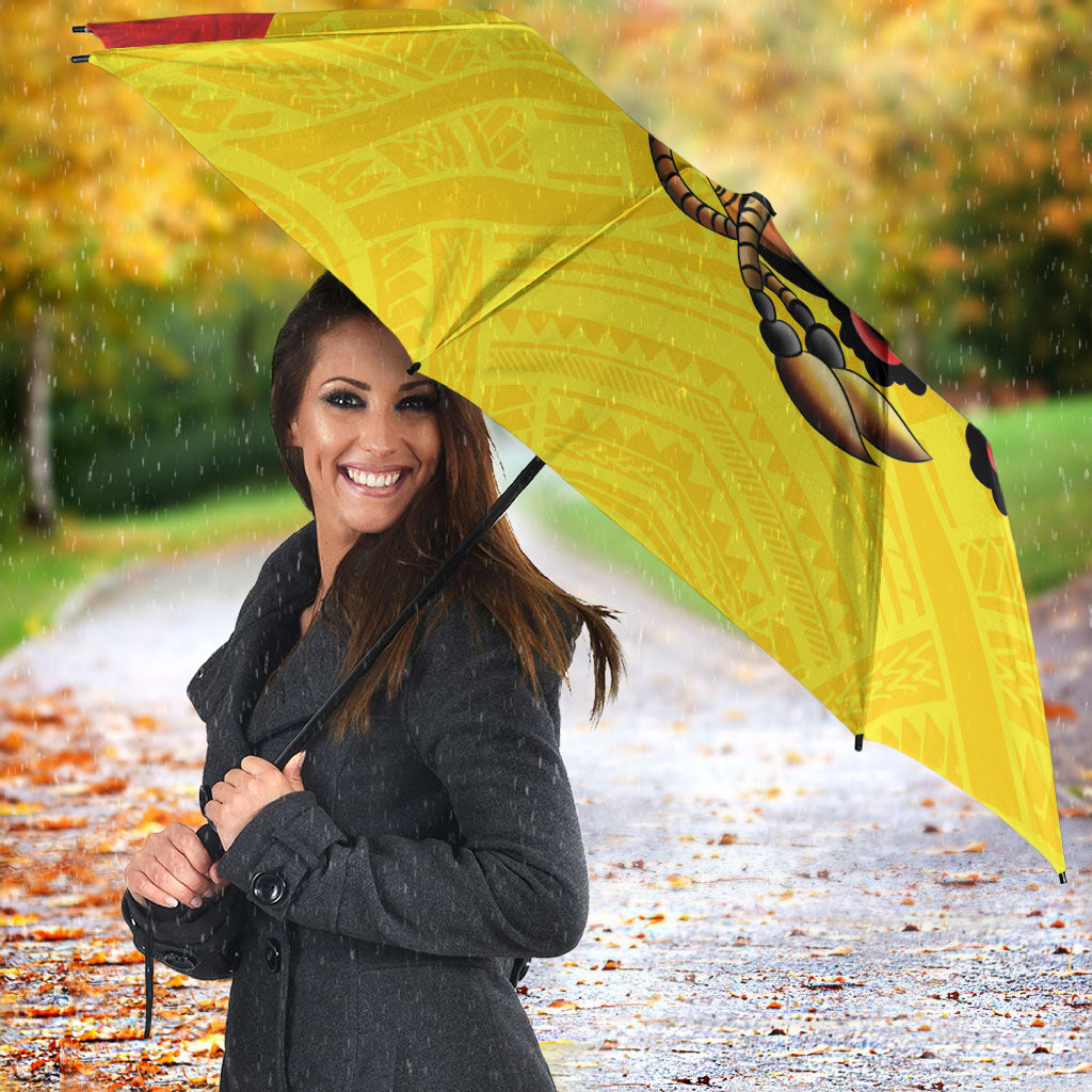 Personalised Papua New Guinea Oro Necklace Umbrella Gold Melanesia Traditional Pattern