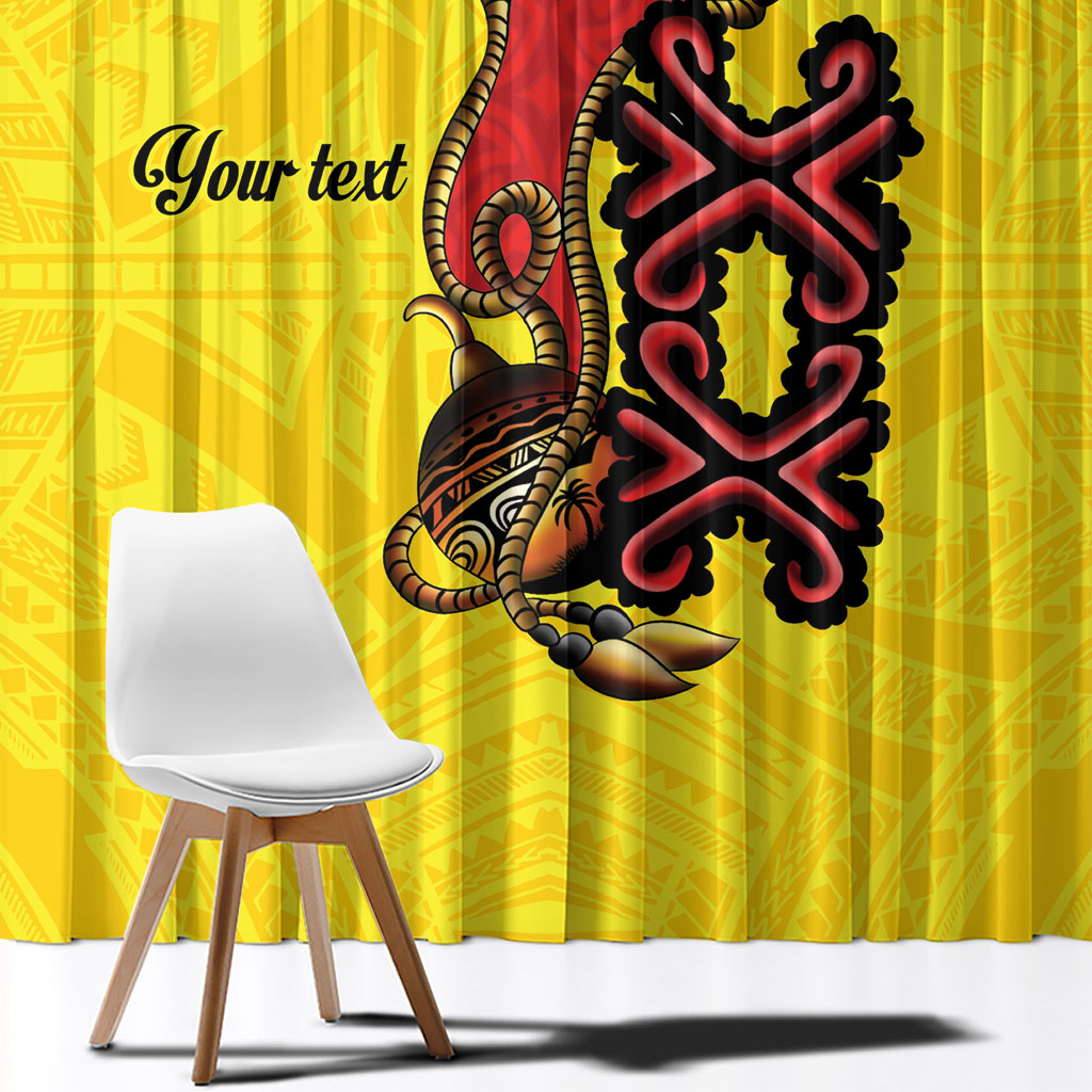 Personalised Papua New Guinea Oro Necklace Window Curtain Gold Melanesia Traditional Pattern