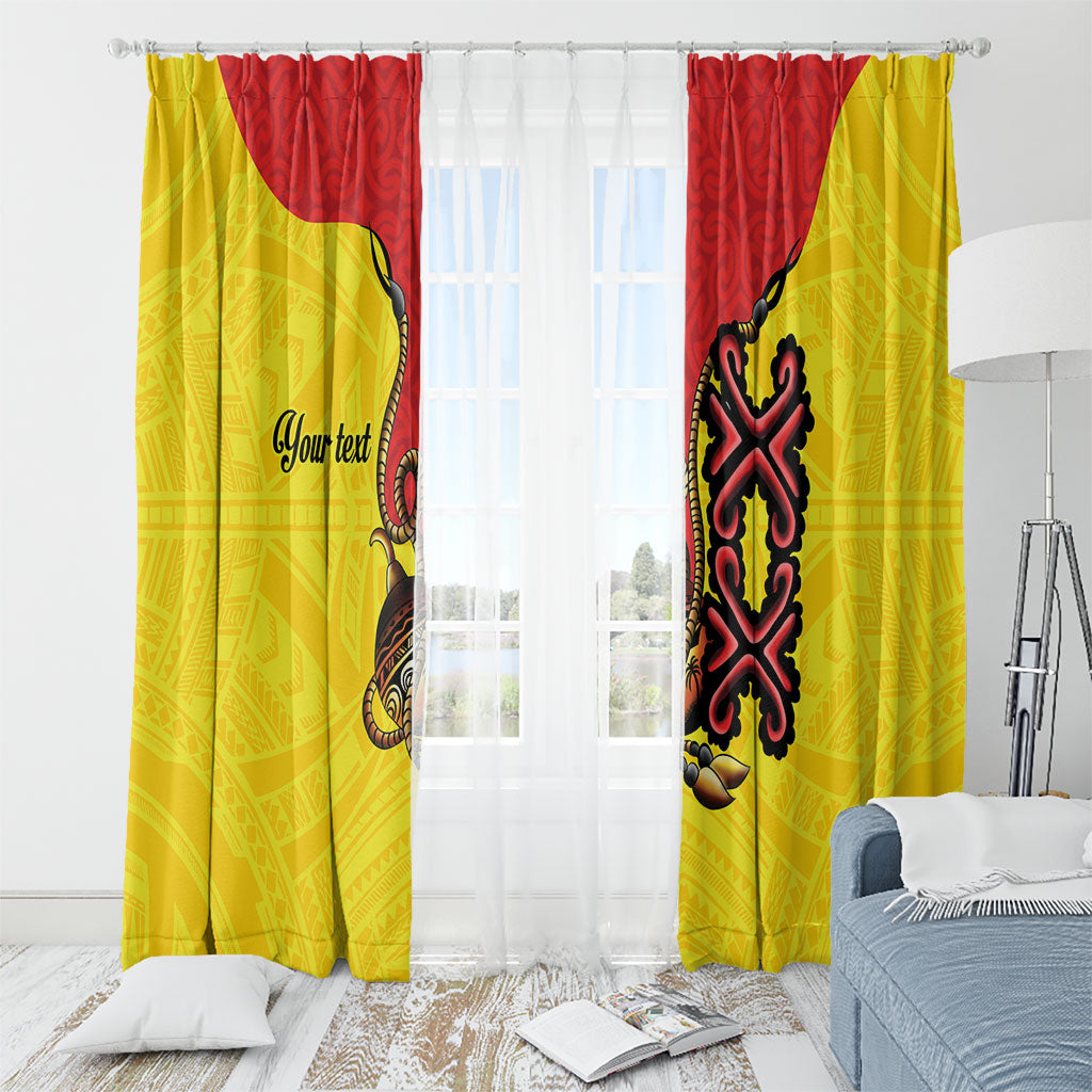 Personalised Papua New Guinea Oro Necklace Window Curtain Gold Melanesia Traditional Pattern