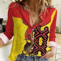 Personalised Papua New Guinea Oro Necklace Women Casual Shirt Gold Melanesia Traditional Pattern