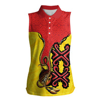 Personalised Papua New Guinea Oro Necklace Women Sleeveless Polo Shirt Gold Melanesia Traditional Pattern
