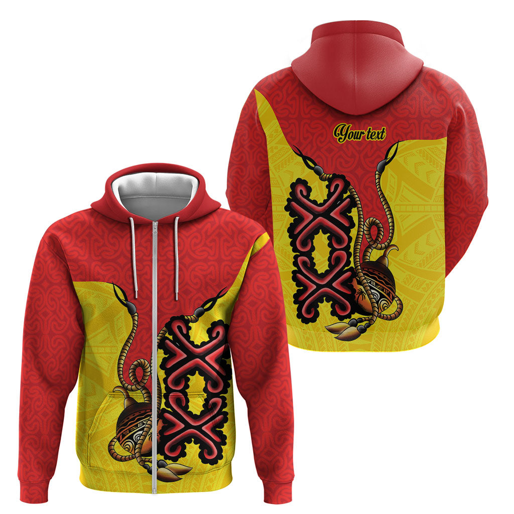 Personalised Papua New Guinea Oro Necklace Zip Hoodie Gold Melanesia Traditional Pattern