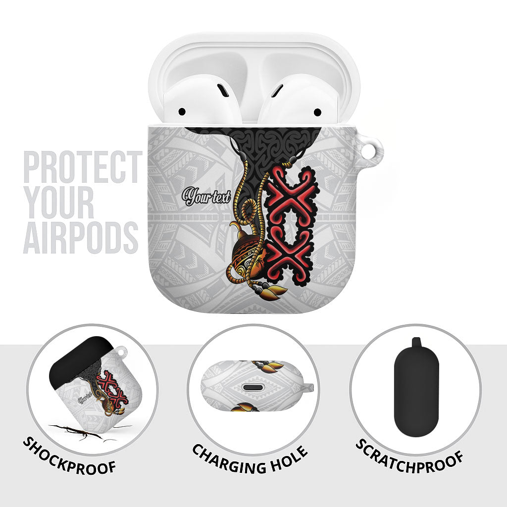 Personalised Papua New Guinea Oro Necklace AirPods Case Black Melanesia Traditional Pattern