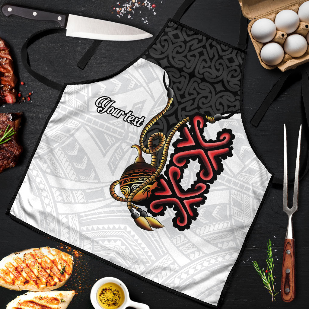 Personalised Papua New Guinea Oro Necklace Apron Black Melanesia Traditional Pattern
