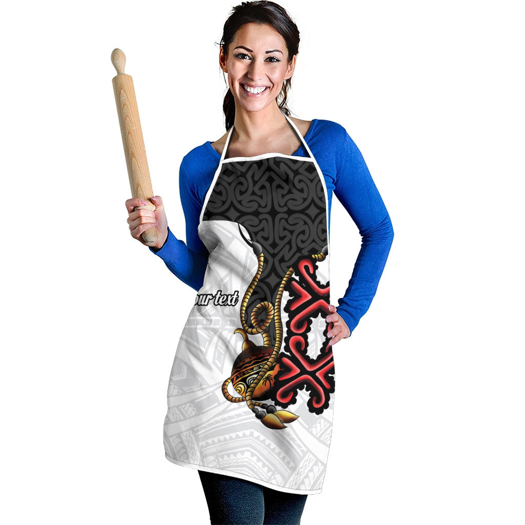 Personalised Papua New Guinea Oro Necklace Apron Black Melanesia Traditional Pattern