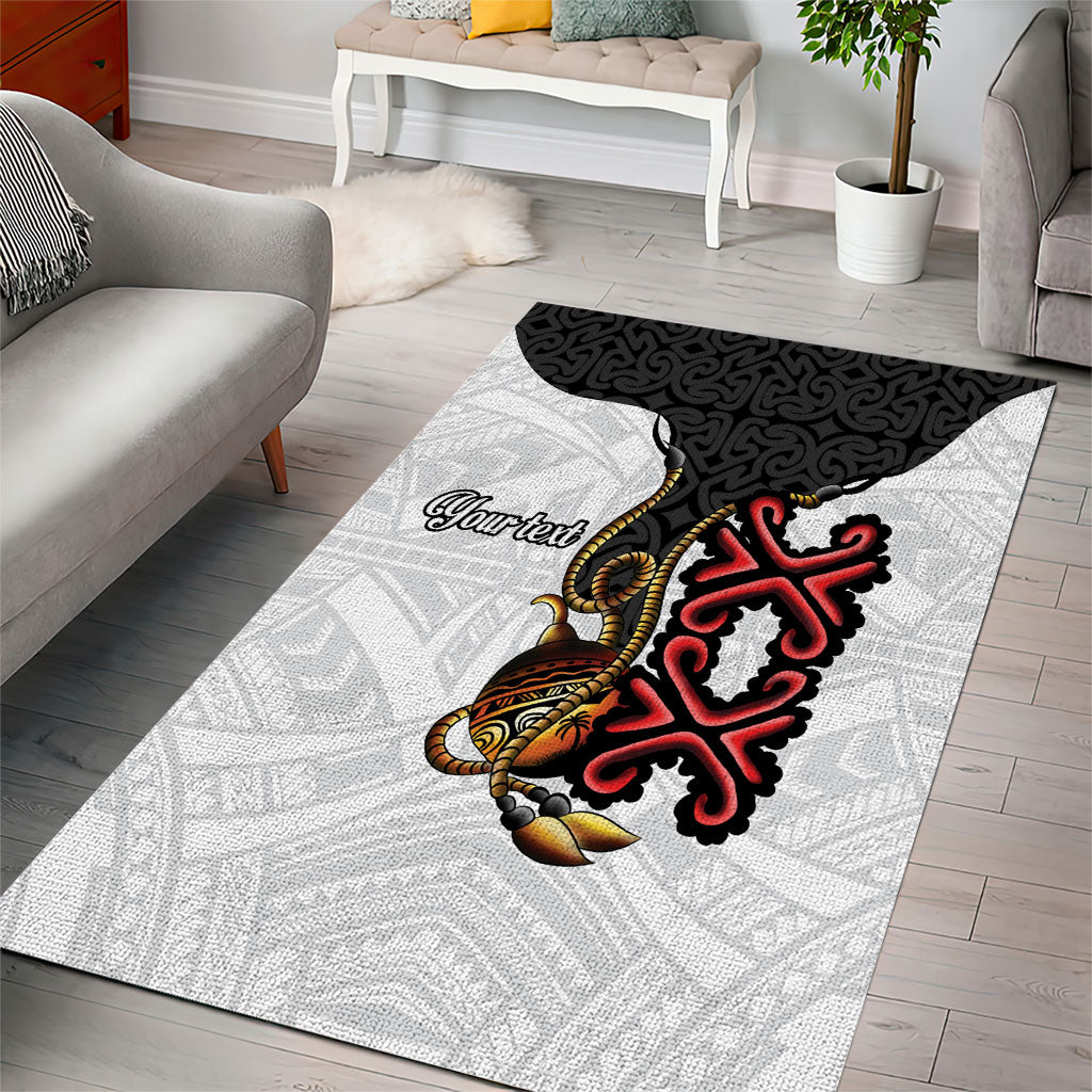 Personalised Papua New Guinea Oro Necklace Area Rug Black Melanesia Traditional Pattern