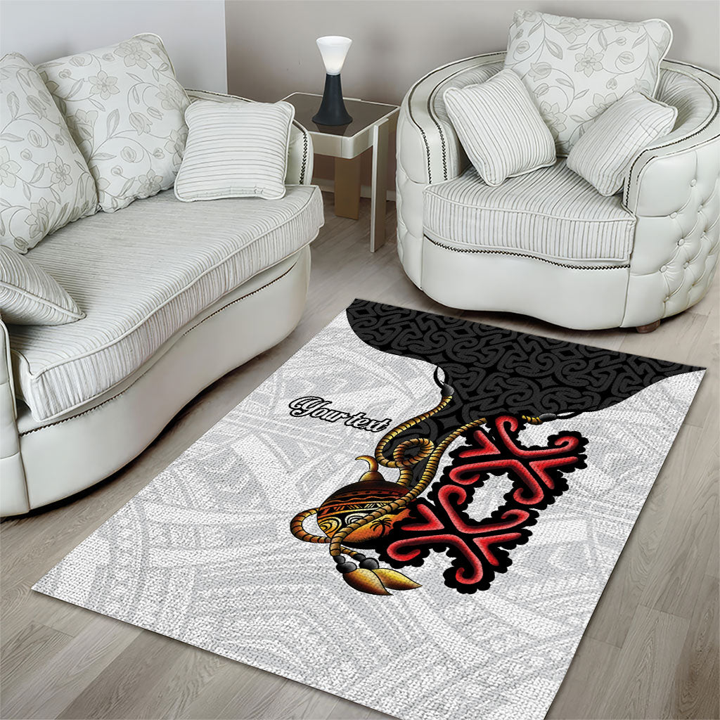 Personalised Papua New Guinea Oro Necklace Area Rug Black Melanesia Traditional Pattern