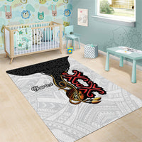 Personalised Papua New Guinea Oro Necklace Area Rug Black Melanesia Traditional Pattern