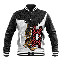 Personalised Papua New Guinea Oro Necklace Baseball Jacket Black Melanesia Traditional Pattern