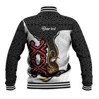 Personalised Papua New Guinea Oro Necklace Baseball Jacket Black Melanesia Traditional Pattern