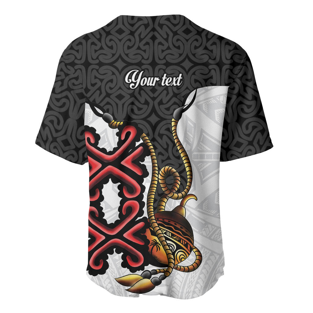 Personalised Papua New Guinea Oro Necklace Baseball Jersey Black Melanesia Traditional Pattern