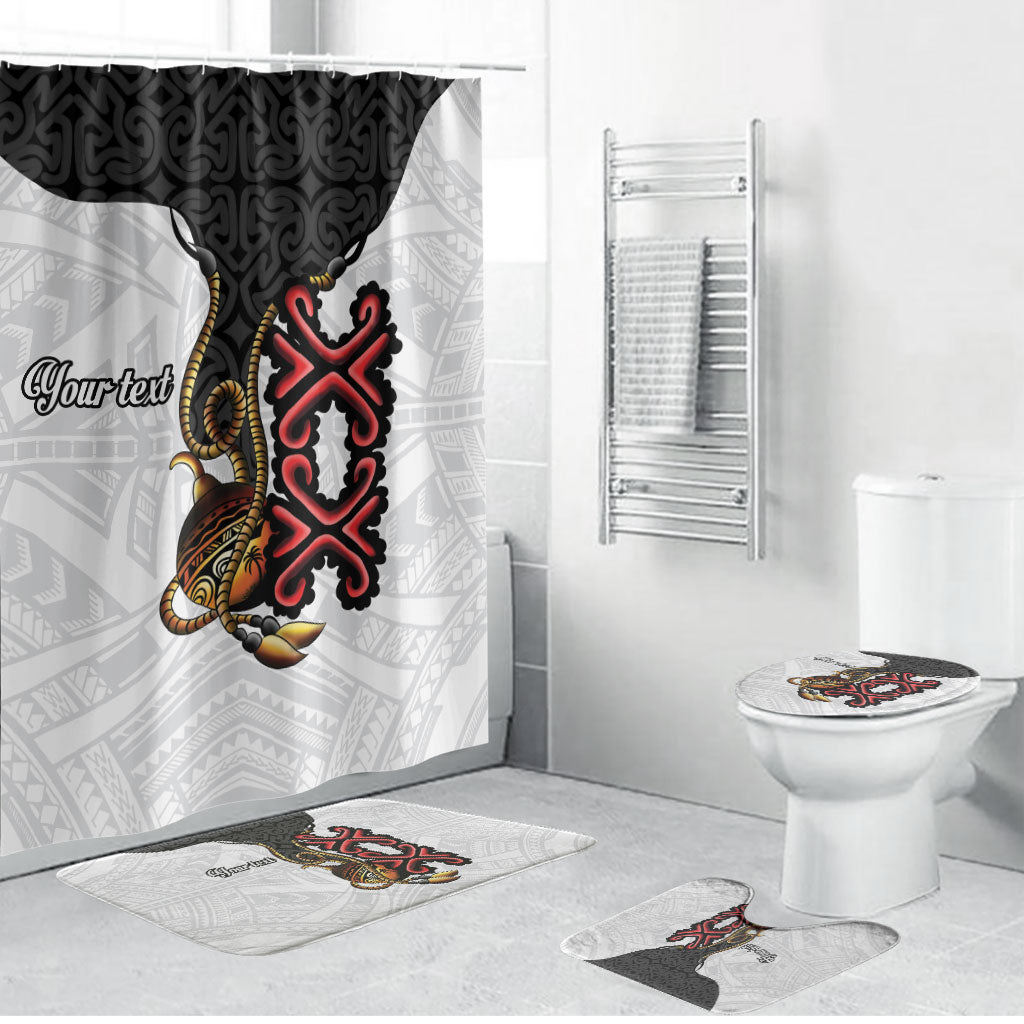 Personalised Papua New Guinea Oro Necklace Bathroom Set Black Melanesia Traditional Pattern
