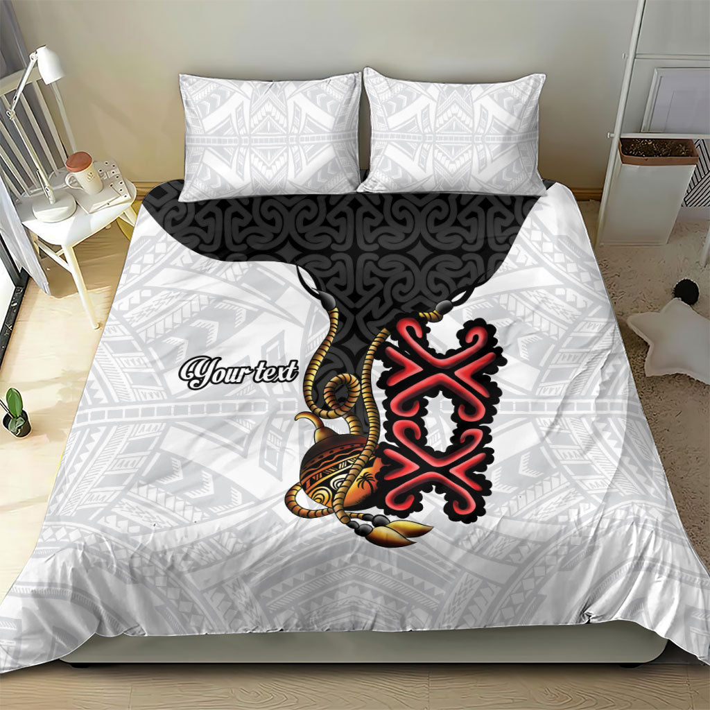 Personalised Papua New Guinea Oro Necklace Bedding Set Black Melanesia Traditional Pattern