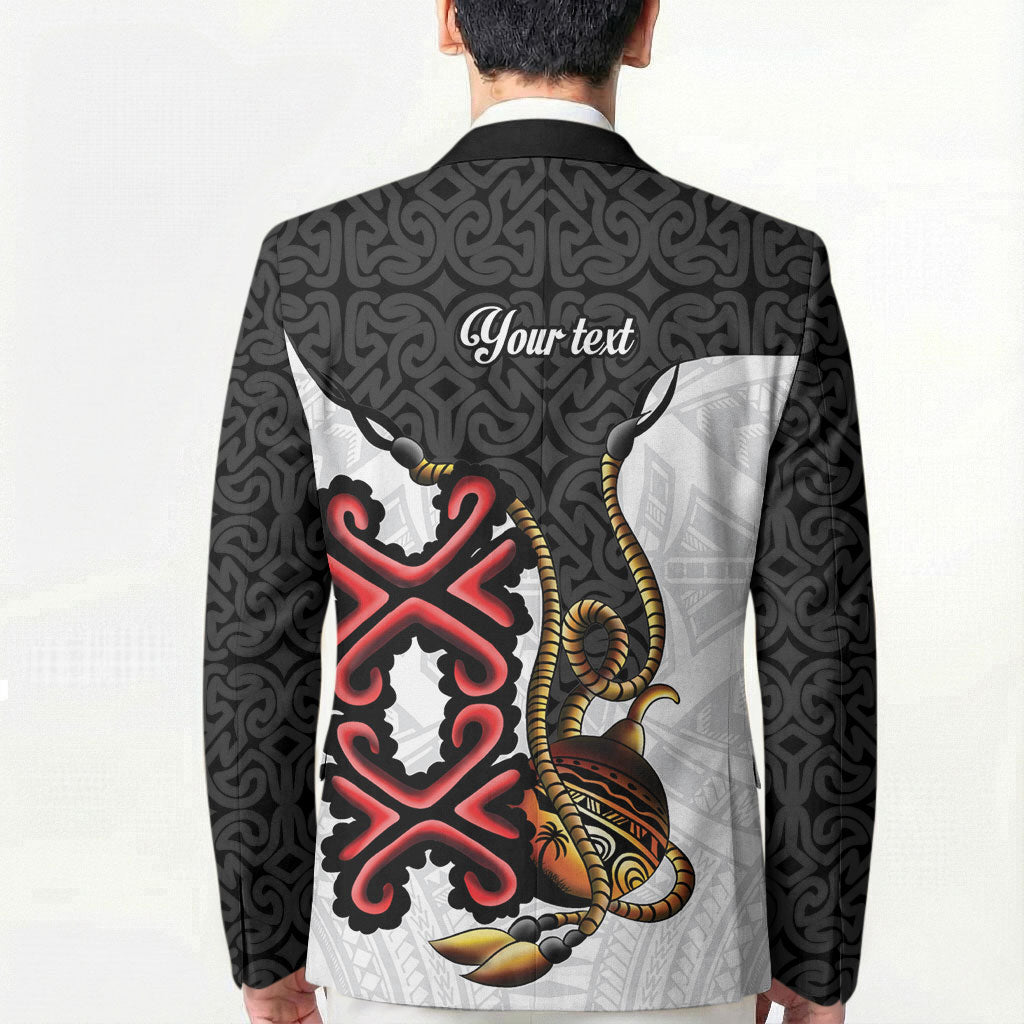 Personalised Papua New Guinea Oro Necklace Blazer Black Melanesia Traditional Pattern