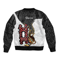 Personalised Papua New Guinea Oro Necklace Bomber Jacket Black Melanesia Traditional Pattern