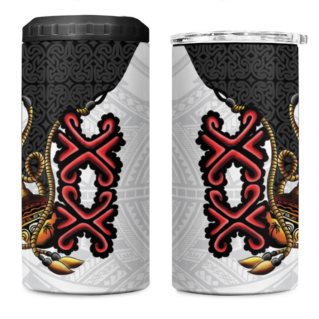 Personalised Papua New Guinea Oro Necklace 4 in 1 Can Cooler Tumbler Black Melanesia Traditional Pattern