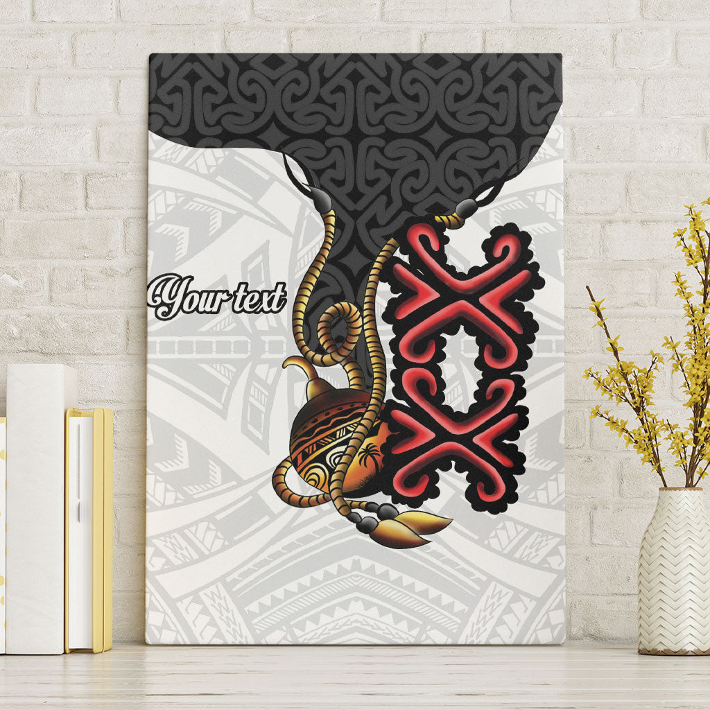 Personalised Papua New Guinea Oro Necklace Canvas Wall Art Black Melanesia Traditional Pattern LT9 Without Frame Black - Polynesian Pride