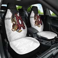 Personalised Papua New Guinea Oro Necklace Car Seat Cover Black Melanesia Traditional Pattern