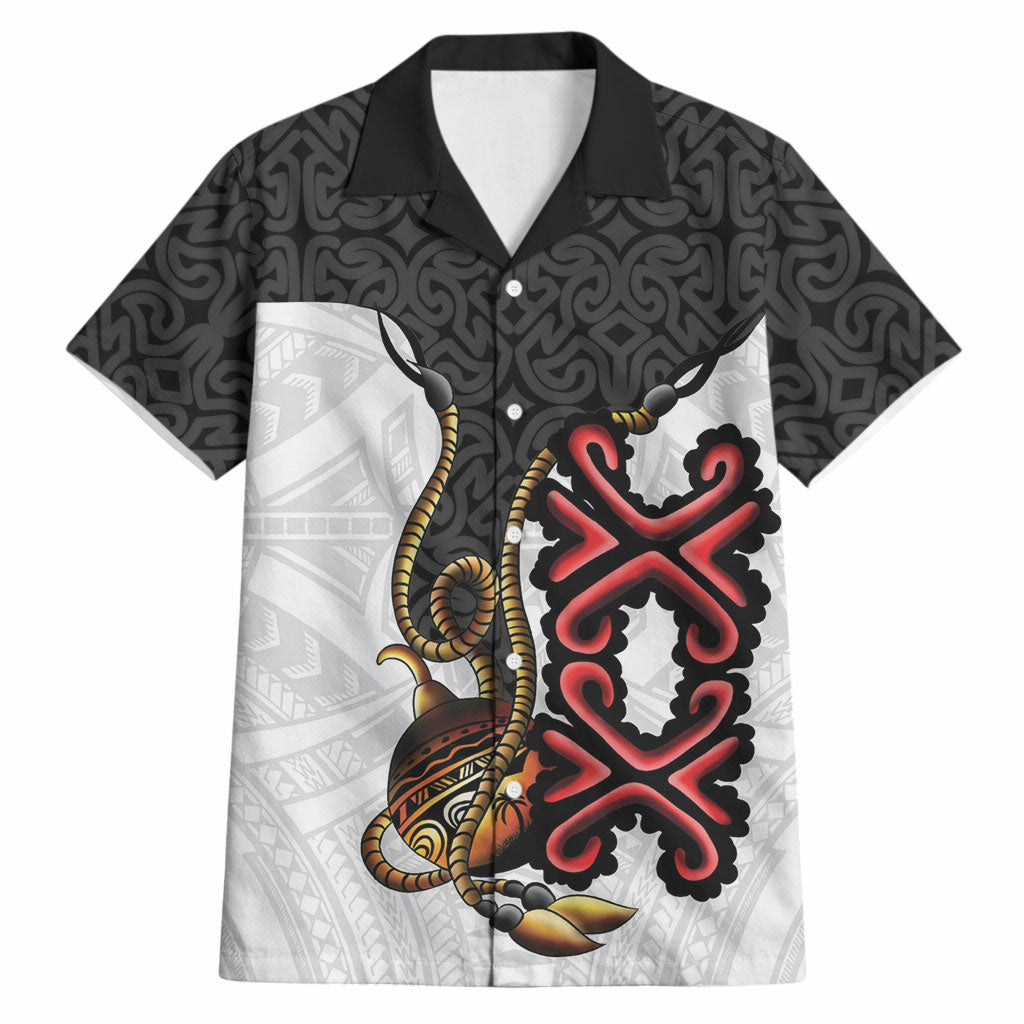 Personalised Papua New Guinea Oro Necklace Hawaiian Shirt Black Melanesia Traditional Pattern