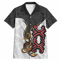 Personalised Papua New Guinea Oro Necklace Hawaiian Shirt Black Melanesia Traditional Pattern