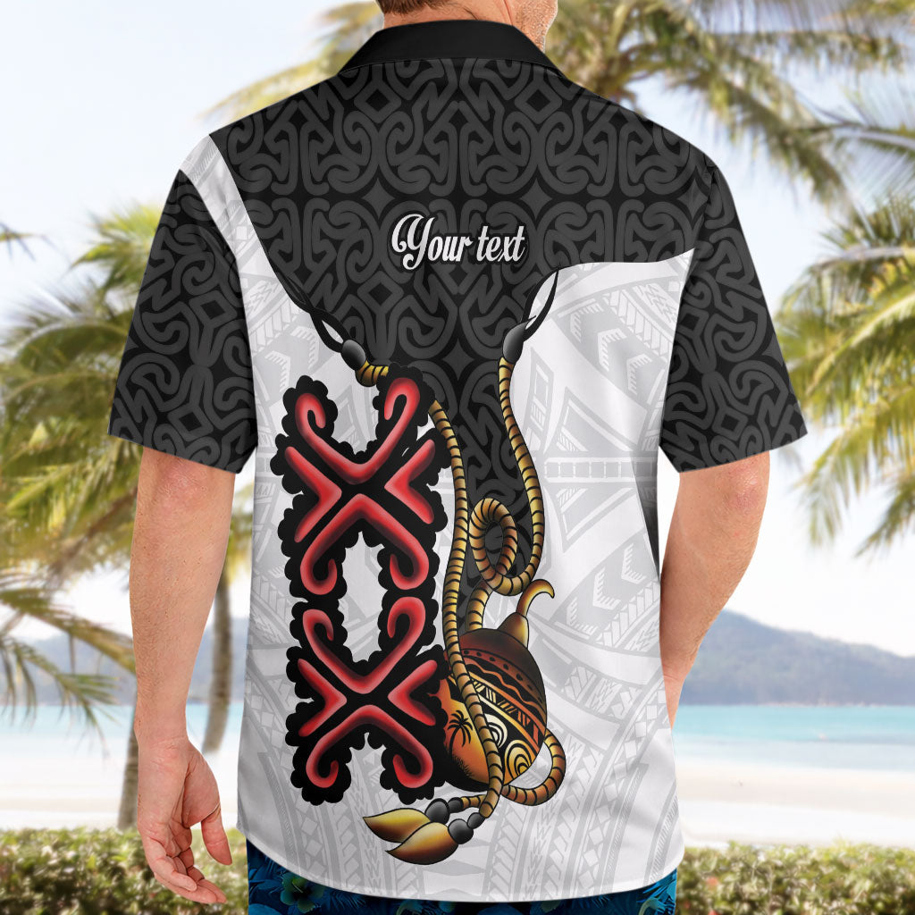 Personalised Papua New Guinea Oro Necklace Hawaiian Shirt Black Melanesia Traditional Pattern