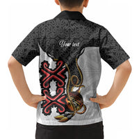 Personalised Papua New Guinea Oro Necklace Hawaiian Shirt Black Melanesia Traditional Pattern
