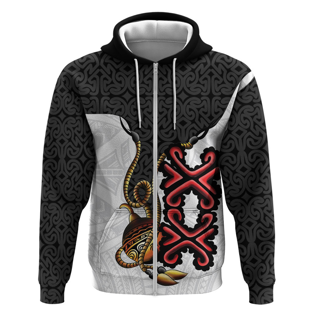 Personalised Papua New Guinea Oro Necklace Hoodie Black Melanesia Traditional Pattern
