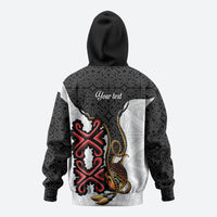 Personalised Papua New Guinea Oro Necklace Hoodie Black Melanesia Traditional Pattern