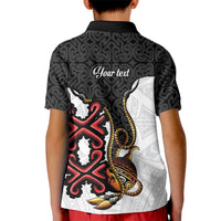 Personalised Papua New Guinea Oro Necklace Kid Polo Shirt Black Melanesia Traditional Pattern