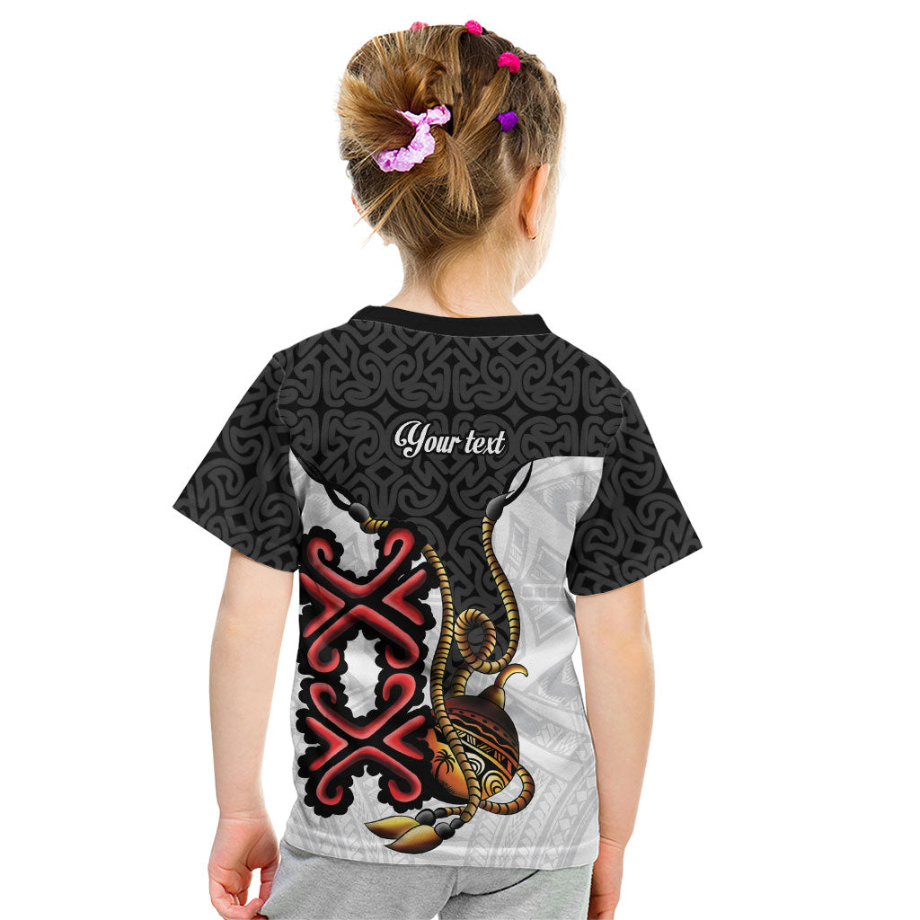 Personalised Papua New Guinea Oro Necklace Kid T Shirt Black Melanesia Traditional Pattern