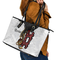 Personalised Papua New Guinea Oro Necklace Leather Tote Bag Black Melanesia Traditional Pattern