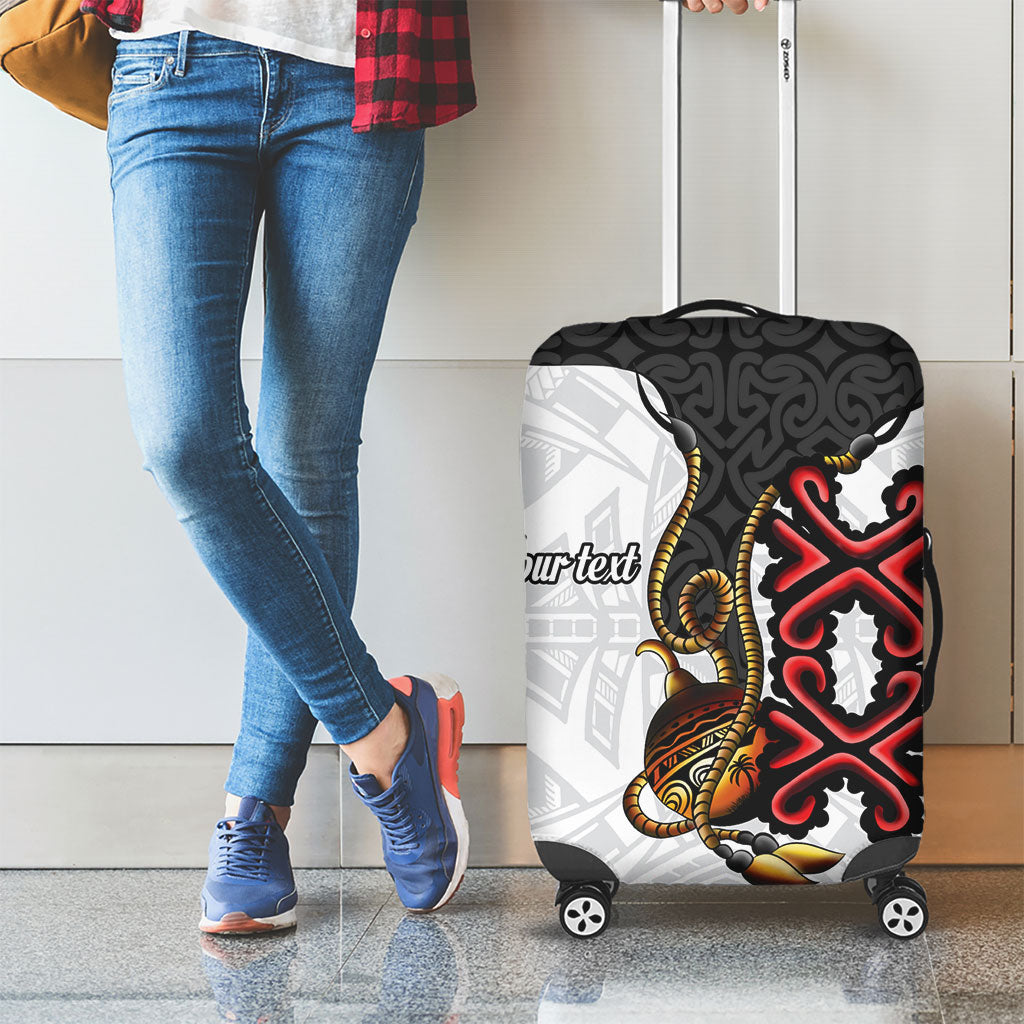 Personalised Papua New Guinea Oro Necklace Luggage Cover Black Melanesia Traditional Pattern