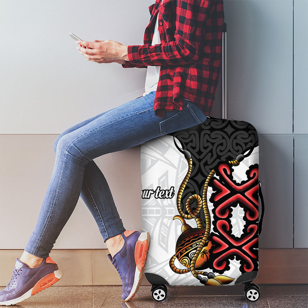 Personalised Papua New Guinea Oro Necklace Luggage Cover Black Melanesia Traditional Pattern