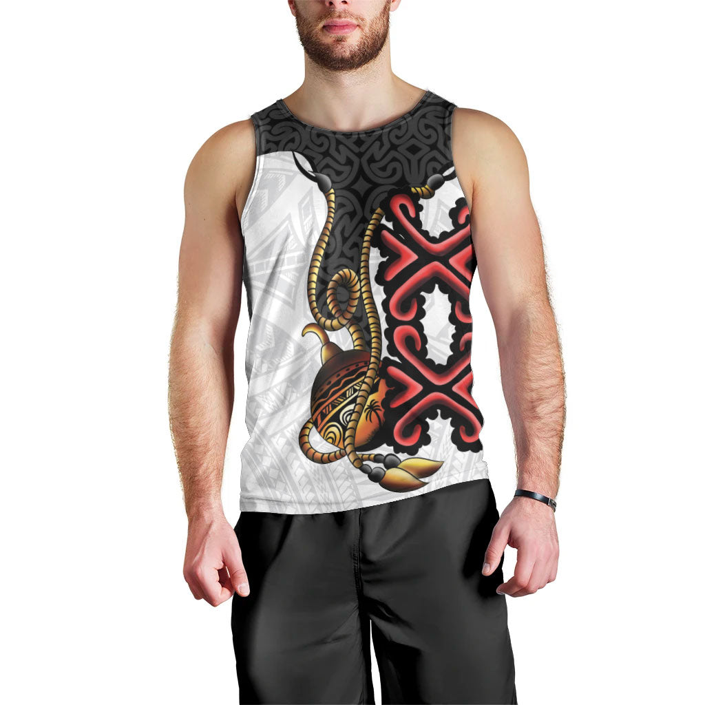 Personalised Papua New Guinea Oro Necklace Men Tank Top Black Melanesia Traditional Pattern