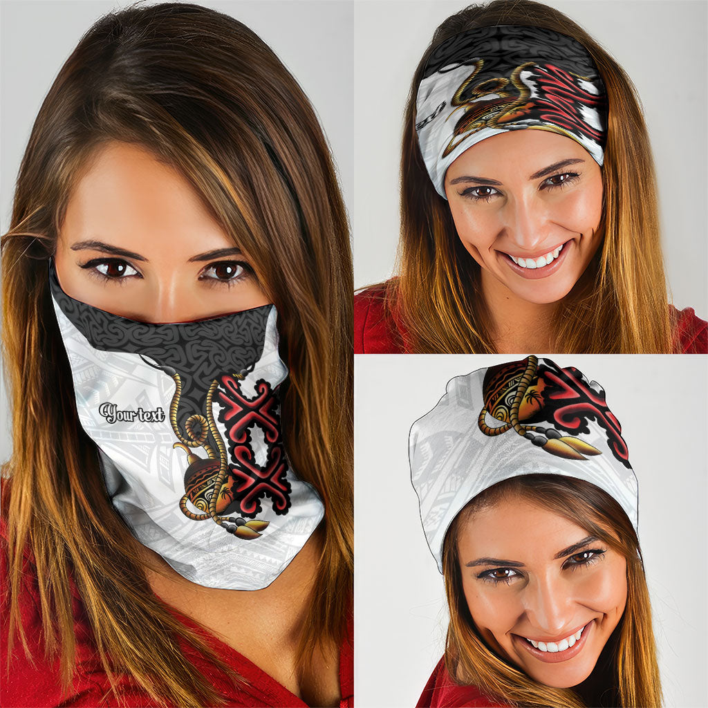 Personalised Papua New Guinea Oro Necklace Neck Gaiter Black Melanesia Traditional Pattern