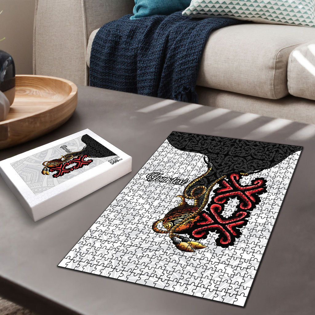 Personalised Papua New Guinea Oro Necklace Puzzle Black Melanesia Traditional Pattern
