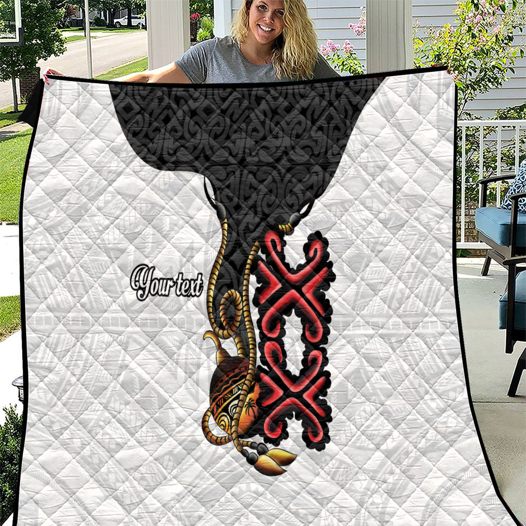Personalised Papua New Guinea Oro Necklace Quilt Black Melanesia Traditional Pattern