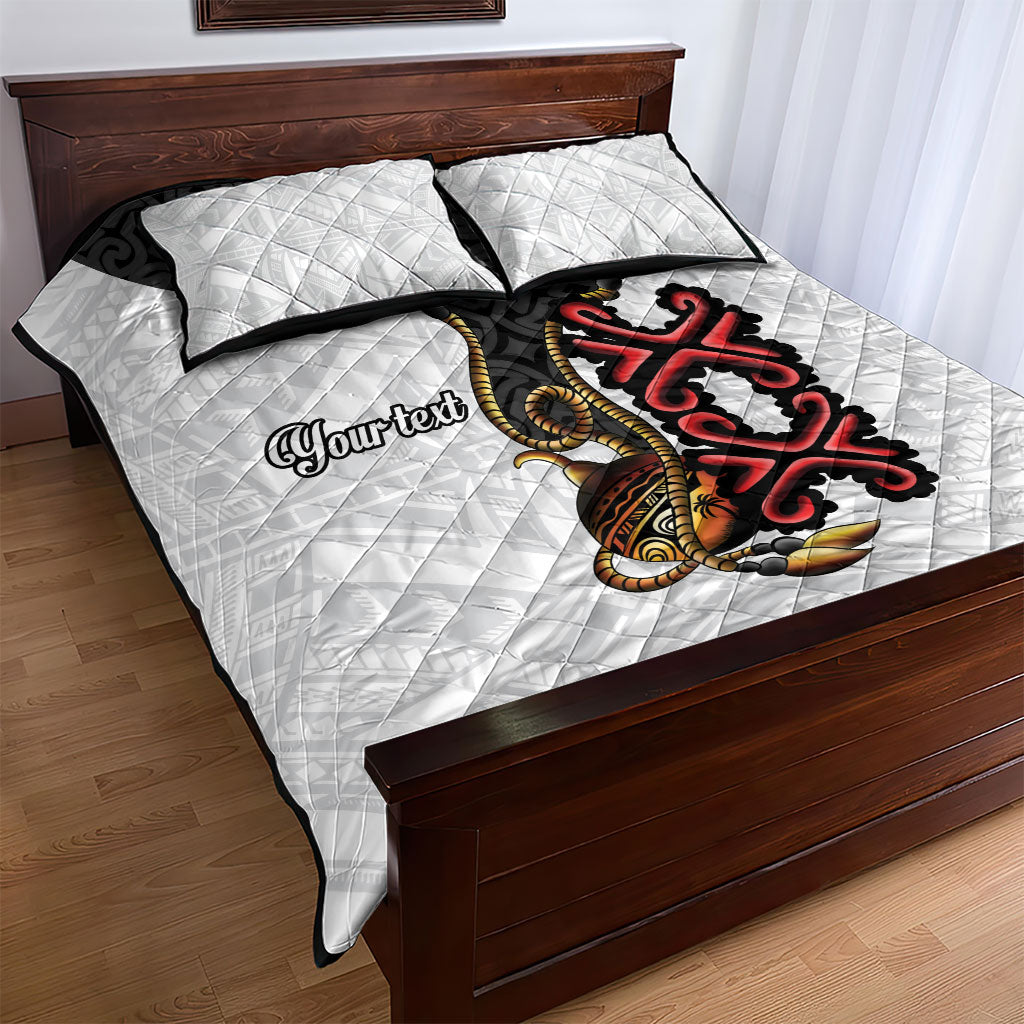 Personalised Papua New Guinea Oro Necklace Quilt Bed Set Black Melanesia Traditional Pattern