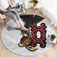 Personalised Papua New Guinea Oro Necklace Round Carpet Black Melanesia Traditional Pattern