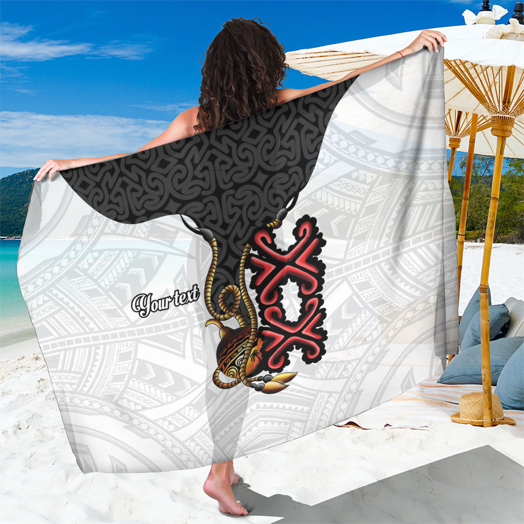 Personalised Papua New Guinea Oro Necklace Sarong Black Melanesia Traditional Pattern