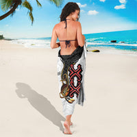 Personalised Papua New Guinea Oro Necklace Sarong Black Melanesia Traditional Pattern