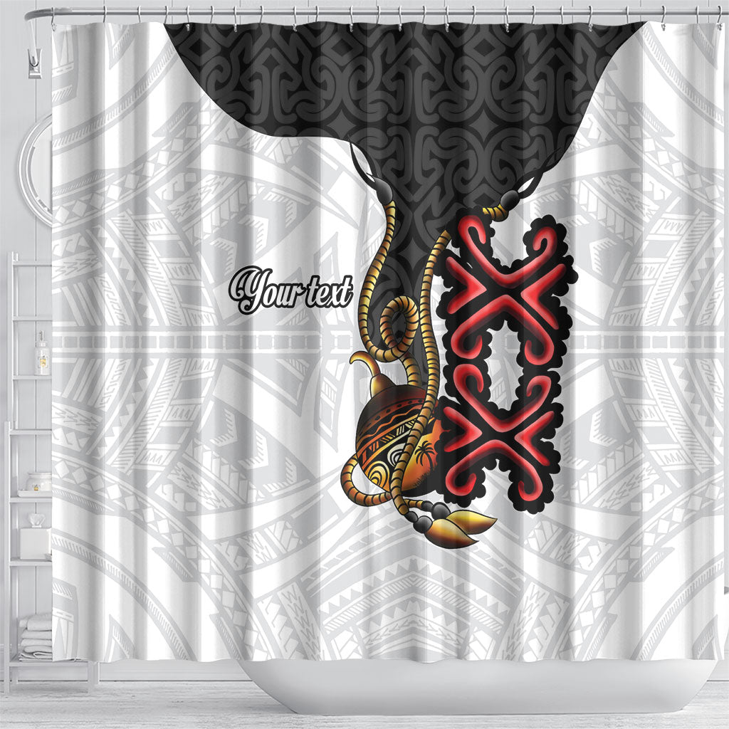 Personalised Papua New Guinea Oro Necklace Shower Curtain Black Melanesia Traditional Pattern