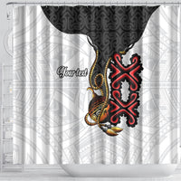 Personalised Papua New Guinea Oro Necklace Shower Curtain Black Melanesia Traditional Pattern
