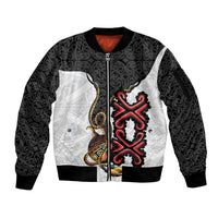 Personalised Papua New Guinea Oro Necklace Sleeve Zip Bomber Jacket Black Melanesia Traditional Pattern
