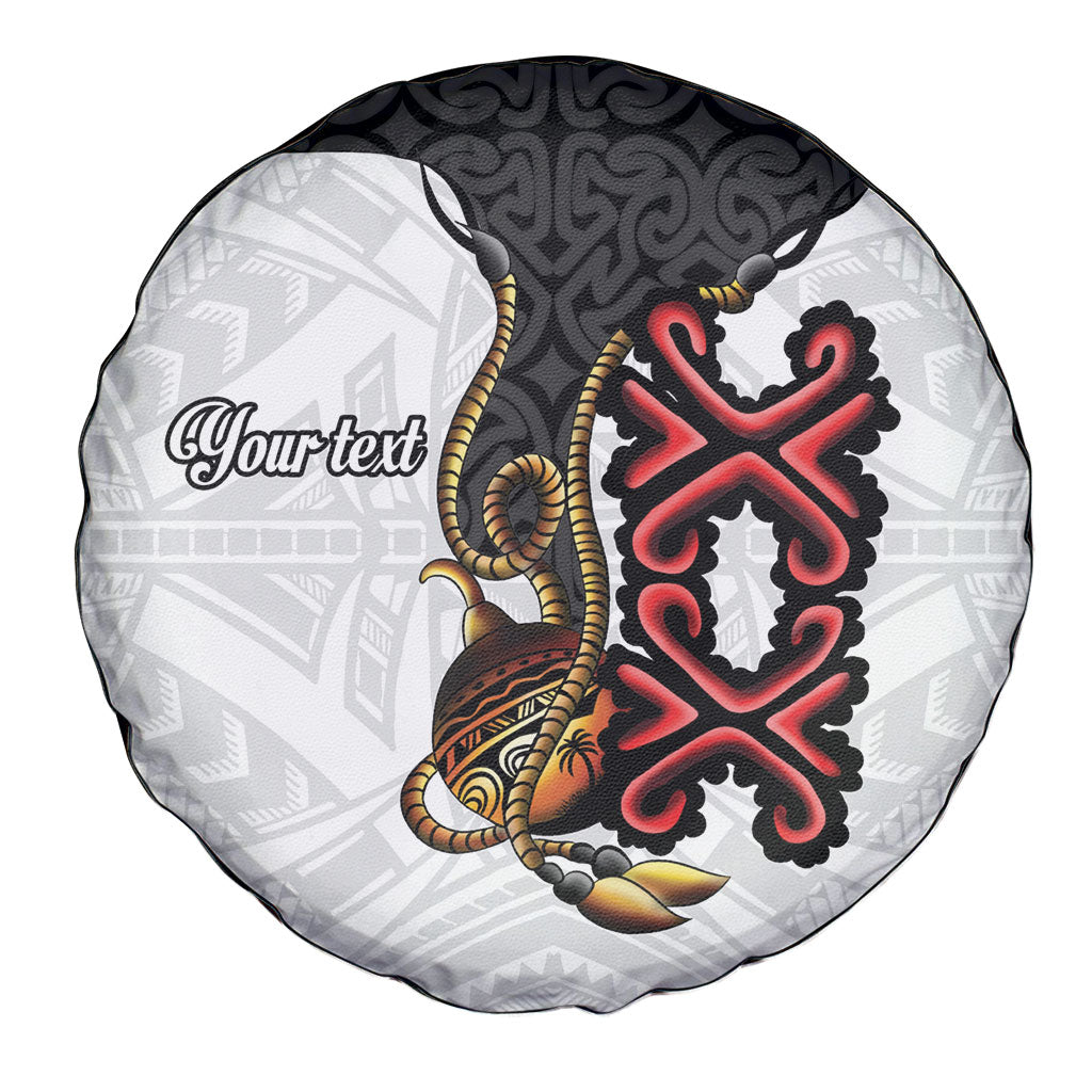 Personalised Papua New Guinea Oro Necklace Spare Tire Cover Black Melanesia Traditional Pattern
