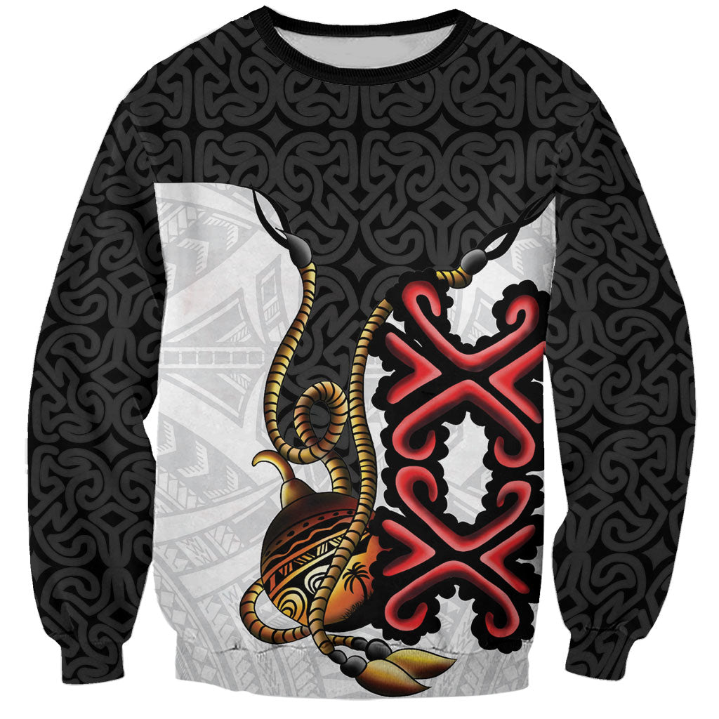 Personalised Papua New Guinea Oro Necklace Sweatshirt Black Melanesia Traditional Pattern