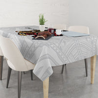 Personalised Papua New Guinea Oro Necklace Tablecloth Black Melanesia Traditional Pattern